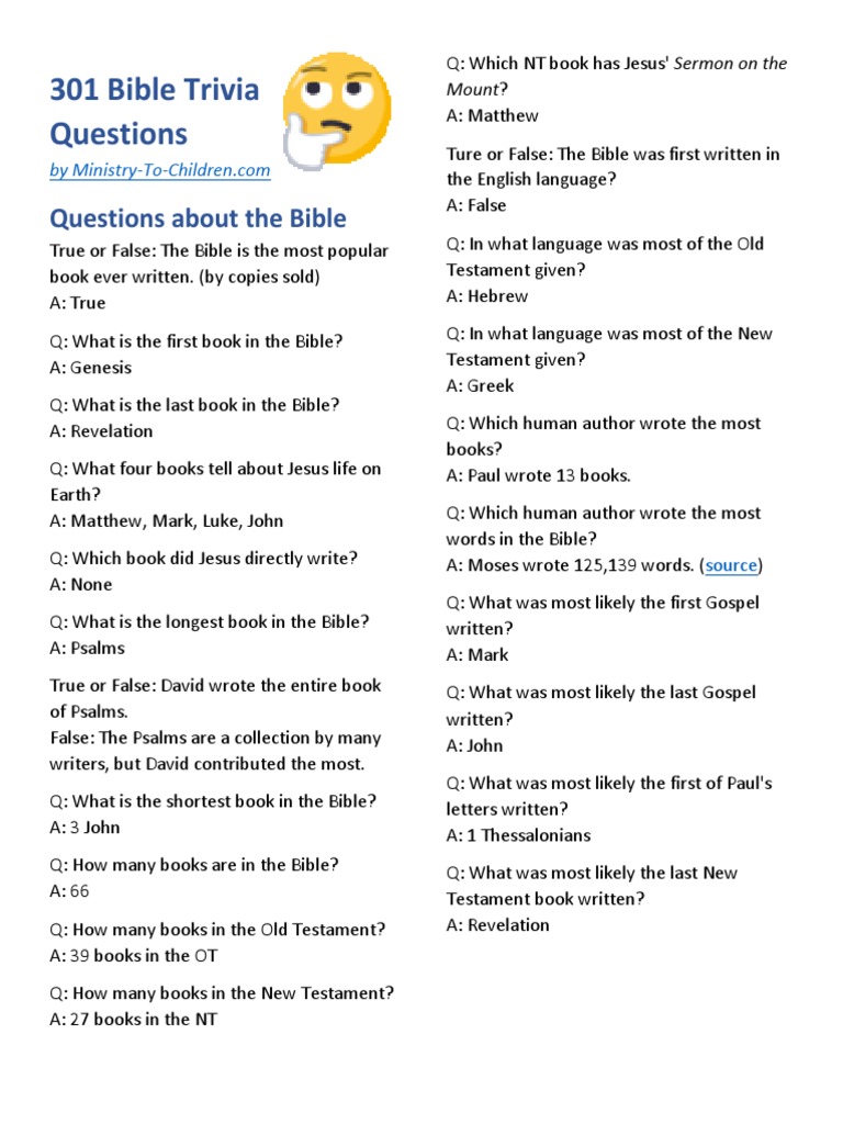 free bible quiz multiple choice