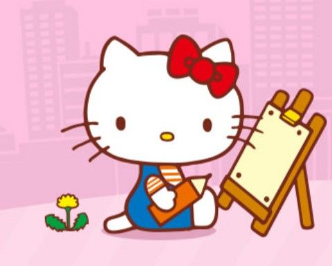 hello kitty estudiando