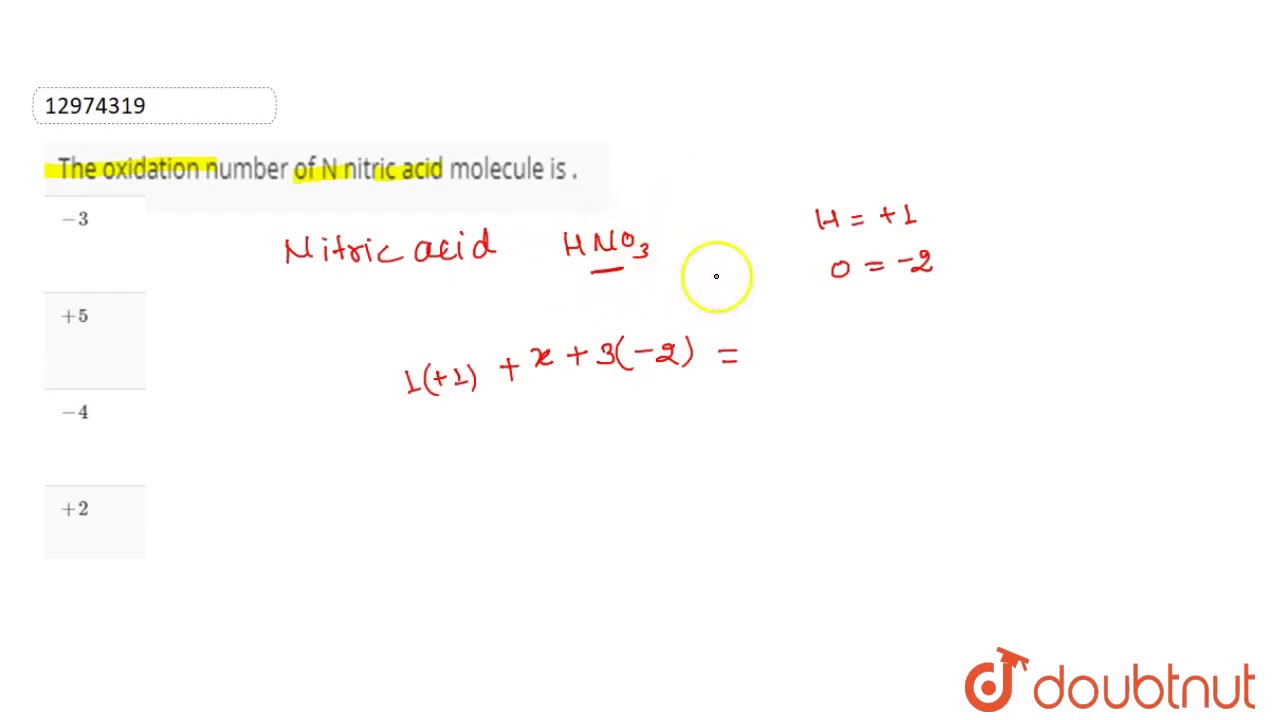 oxidation number of n in hno3