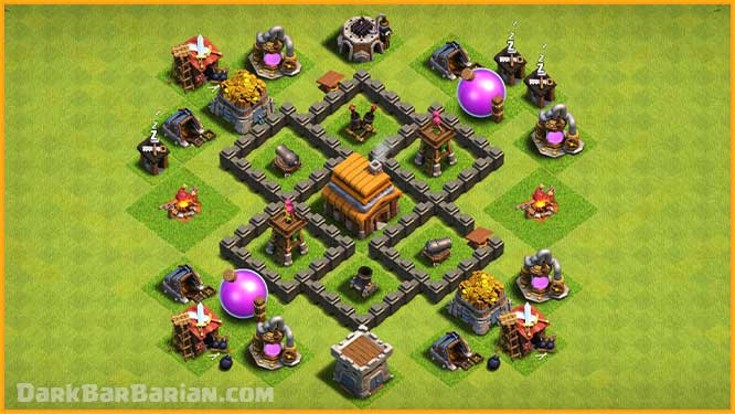 clash of clans town hall 4 base