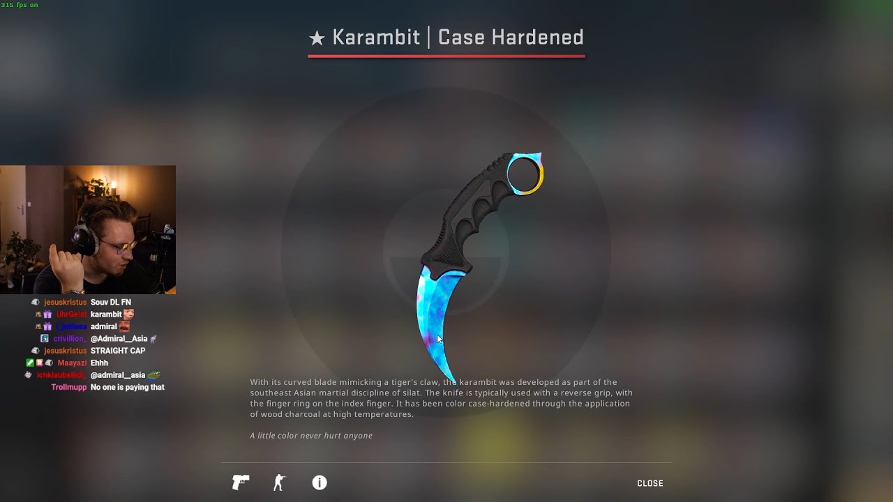 blue gem karambit case hardened