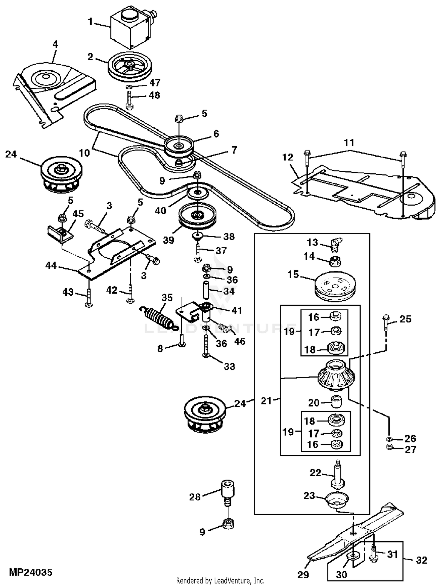 john deere 60 mower deck parts diagram