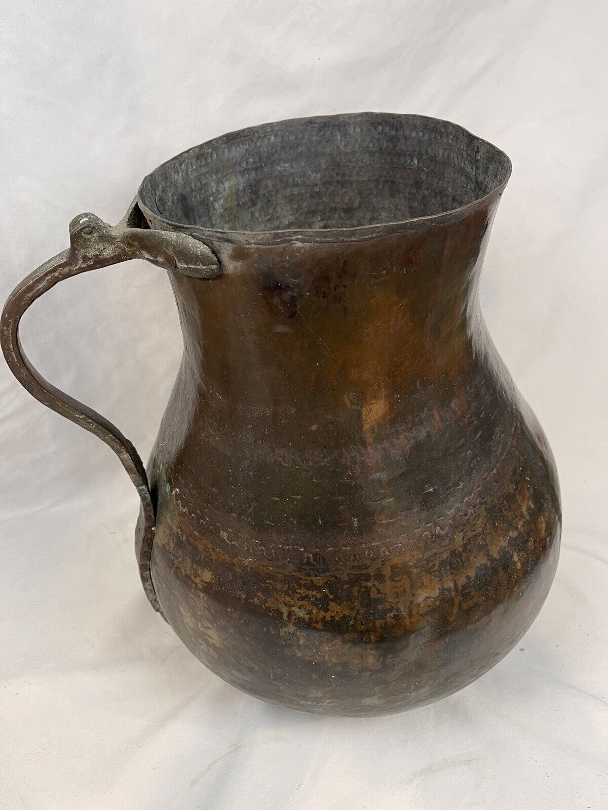 vintage hammered copper pitcher