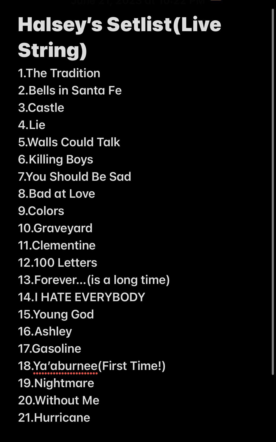 halsey setlist