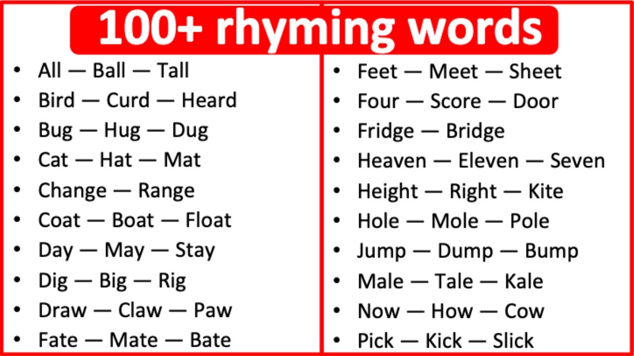 words that rhyme with words