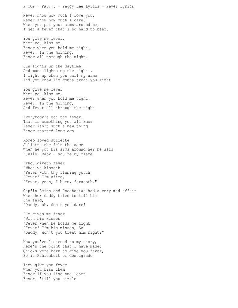 fever lyrics