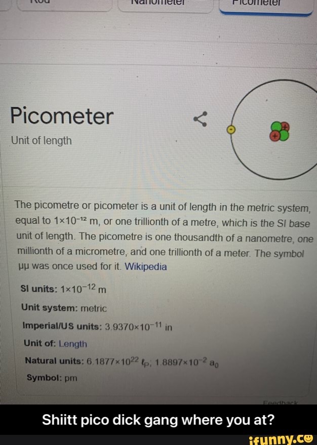 1 picometer is equal to how many meters