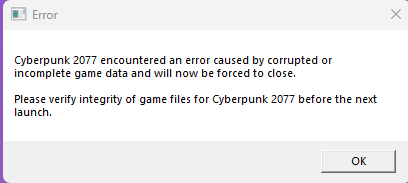 cyberpunk crash on start