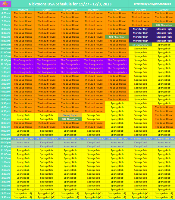 nicktoons schedule