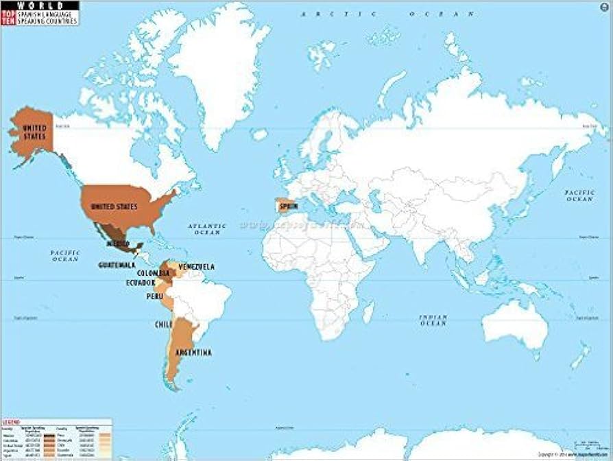 spanish speaking countries on map