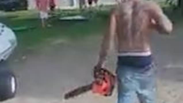 two guys one chainsaw