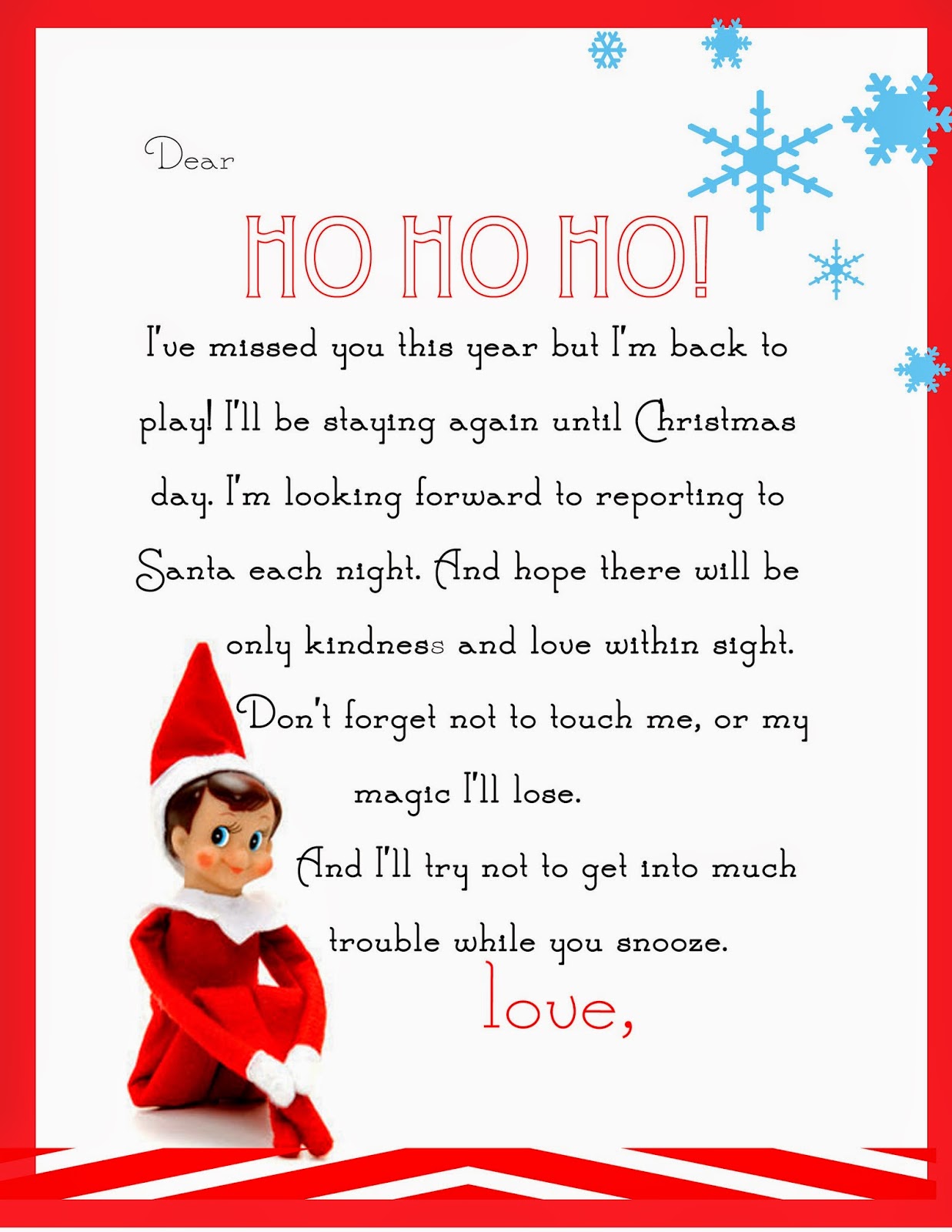 welcome letter from elf on the shelf