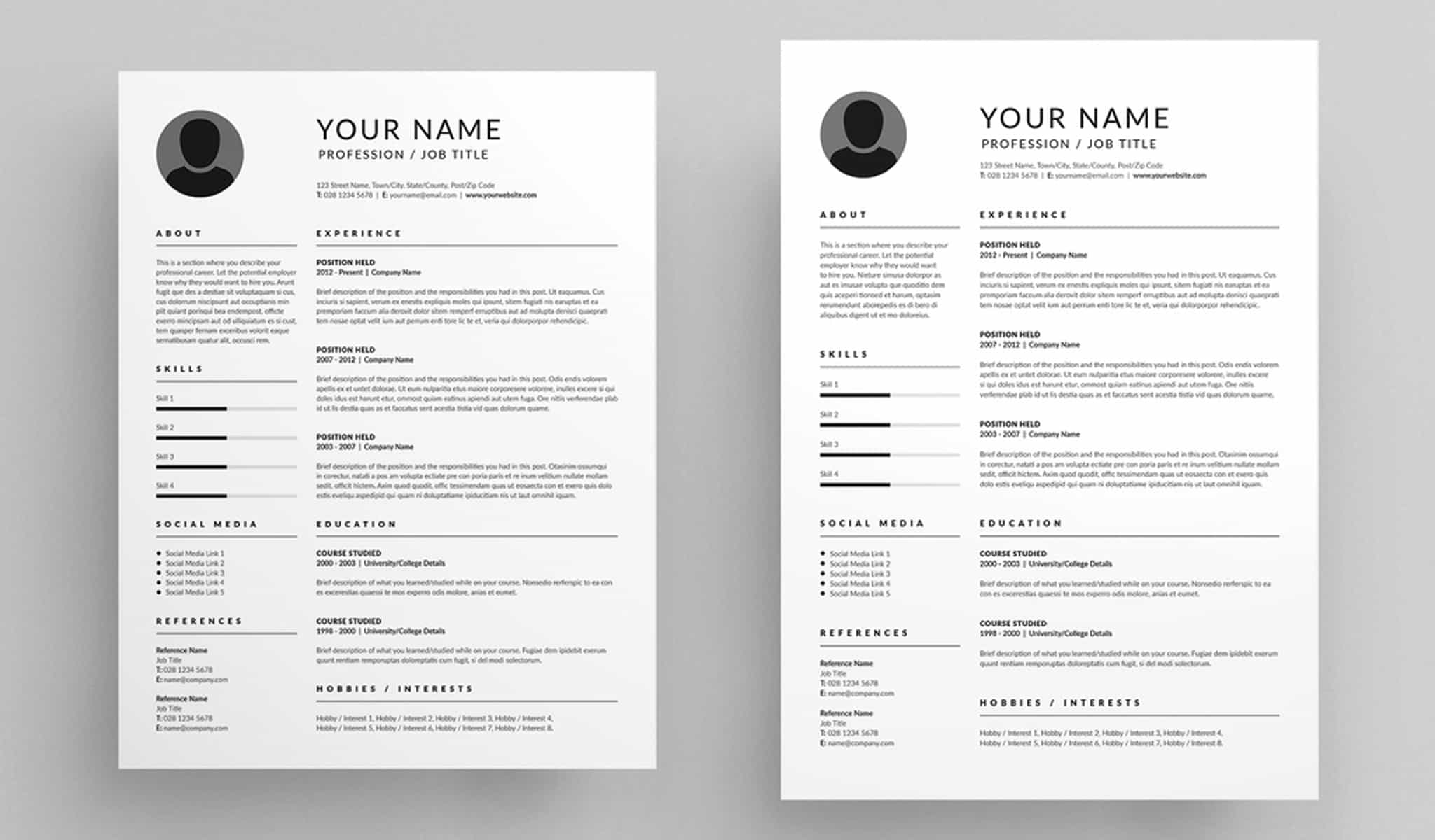 free indesign resume template