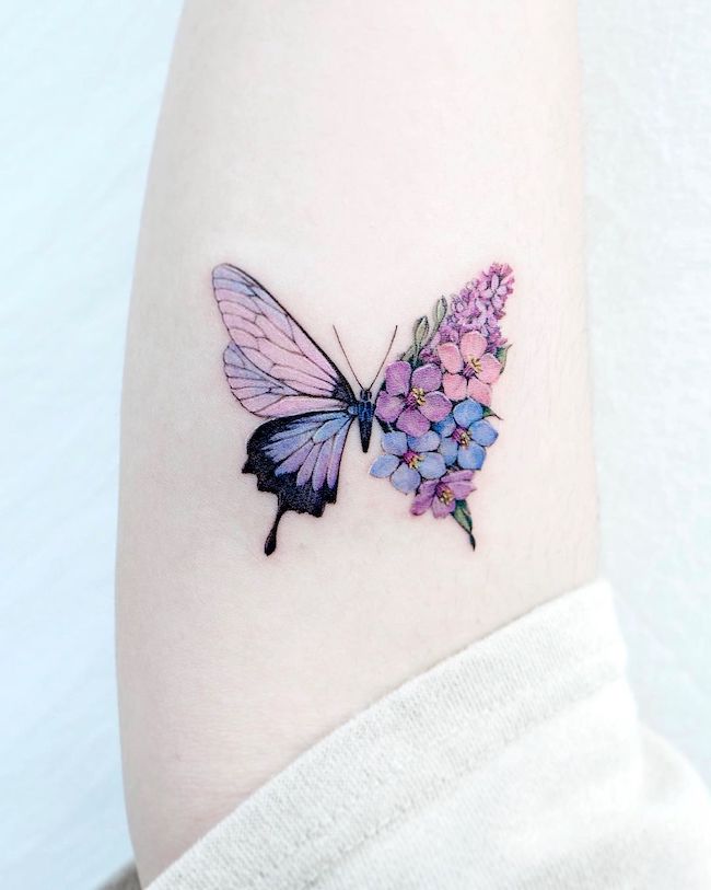 flower tattoo butterfly