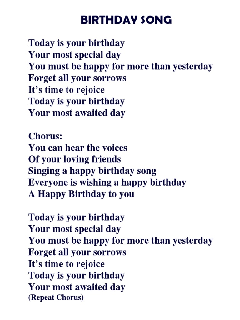 happy birthday to you song lyrics