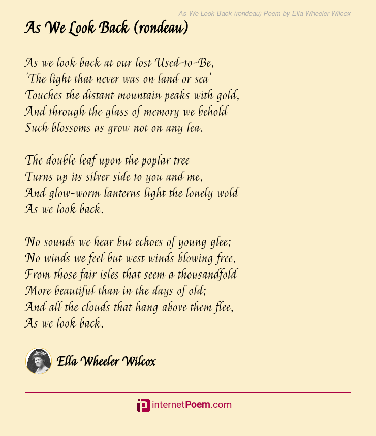 as we look back poem