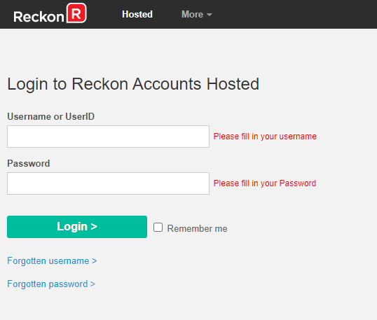 reckon hosted login