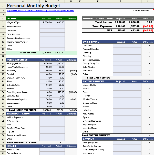 free excel monthly budget spreadsheet