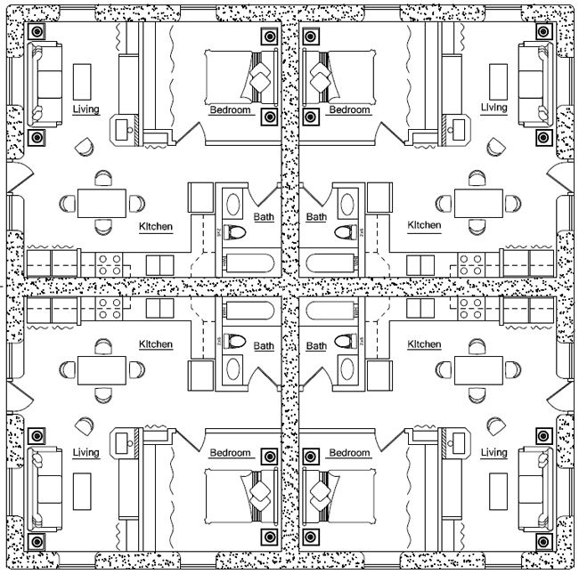 fourplex floor plans