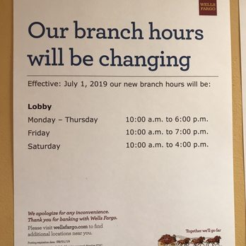 wells fargo near me hours on saturday