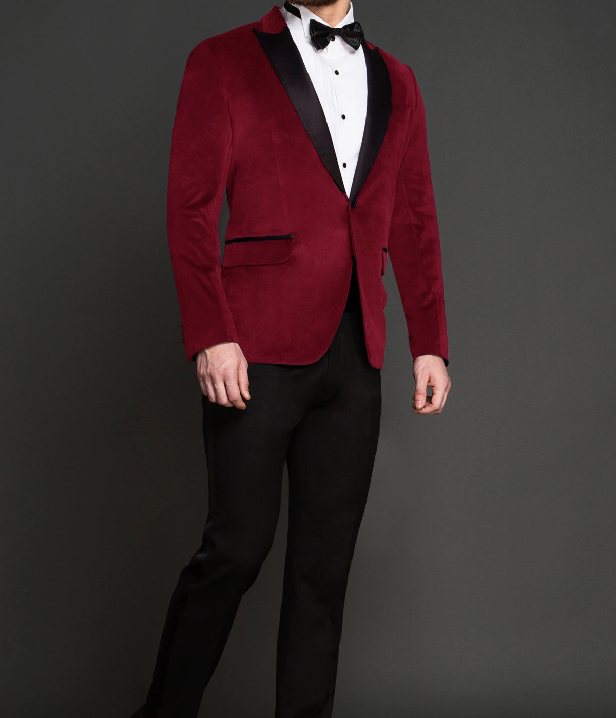 red velvet tuxedo jacket