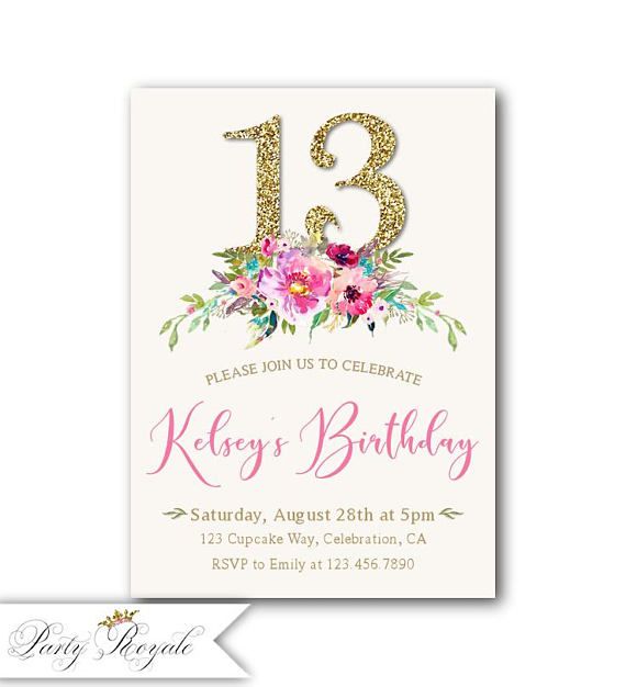 13th birthday invites