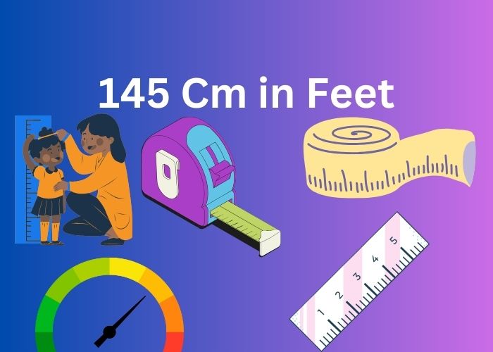 145 cm in feet