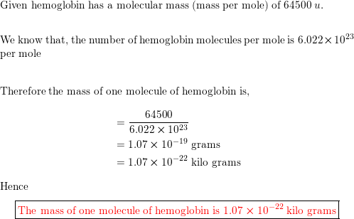 molar mass of hemoglobin