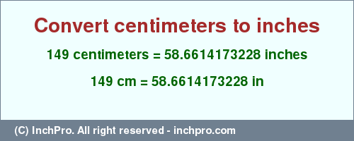 149 cm to inches