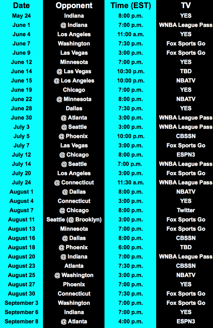 ny liberty schedule