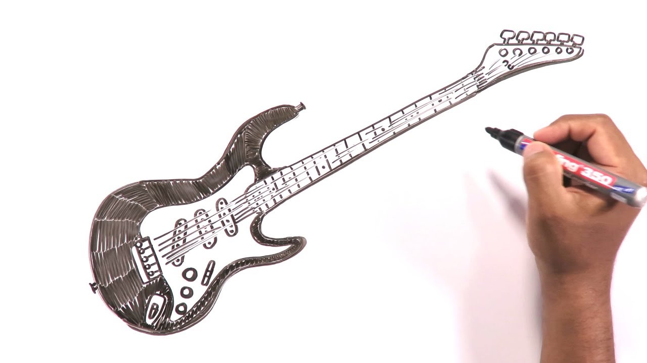 how to draw a electric guitar