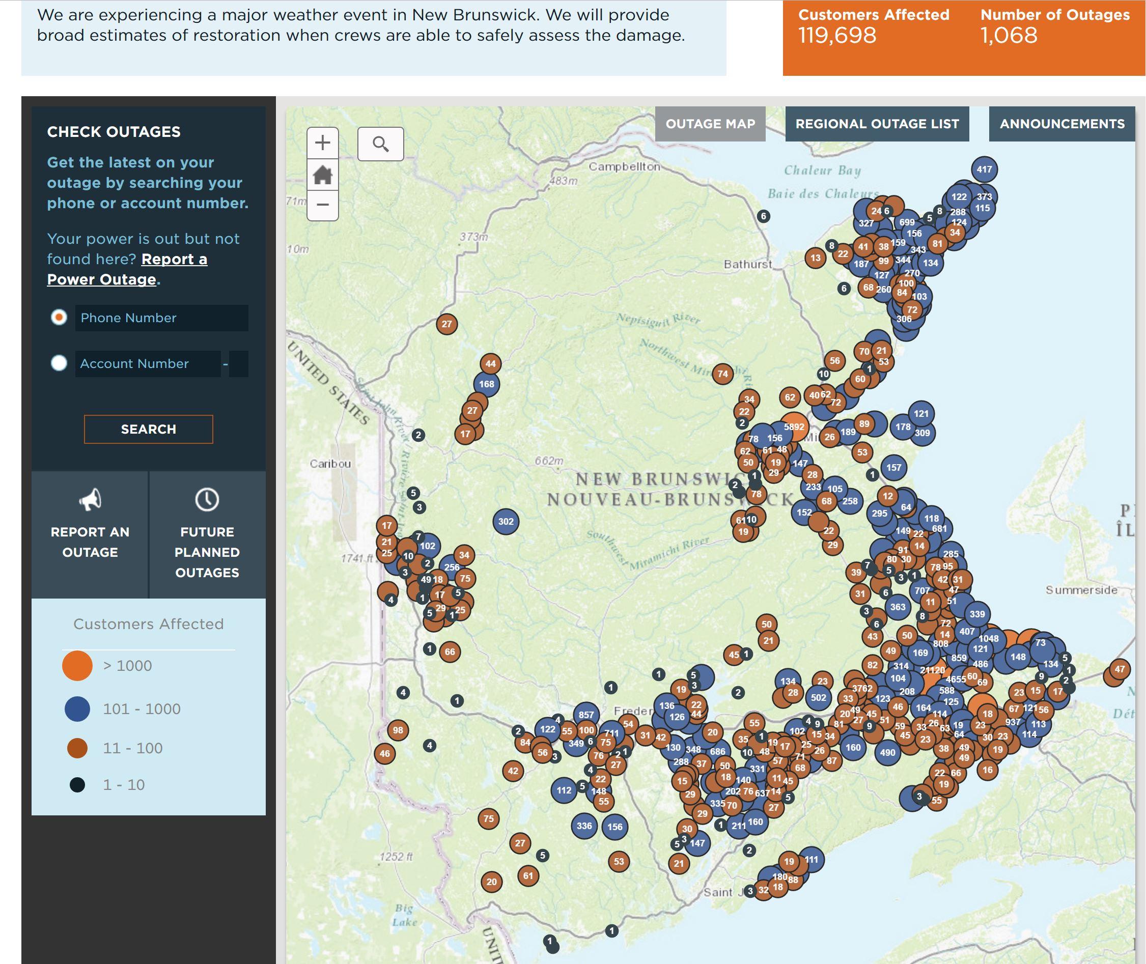 n b power outage map