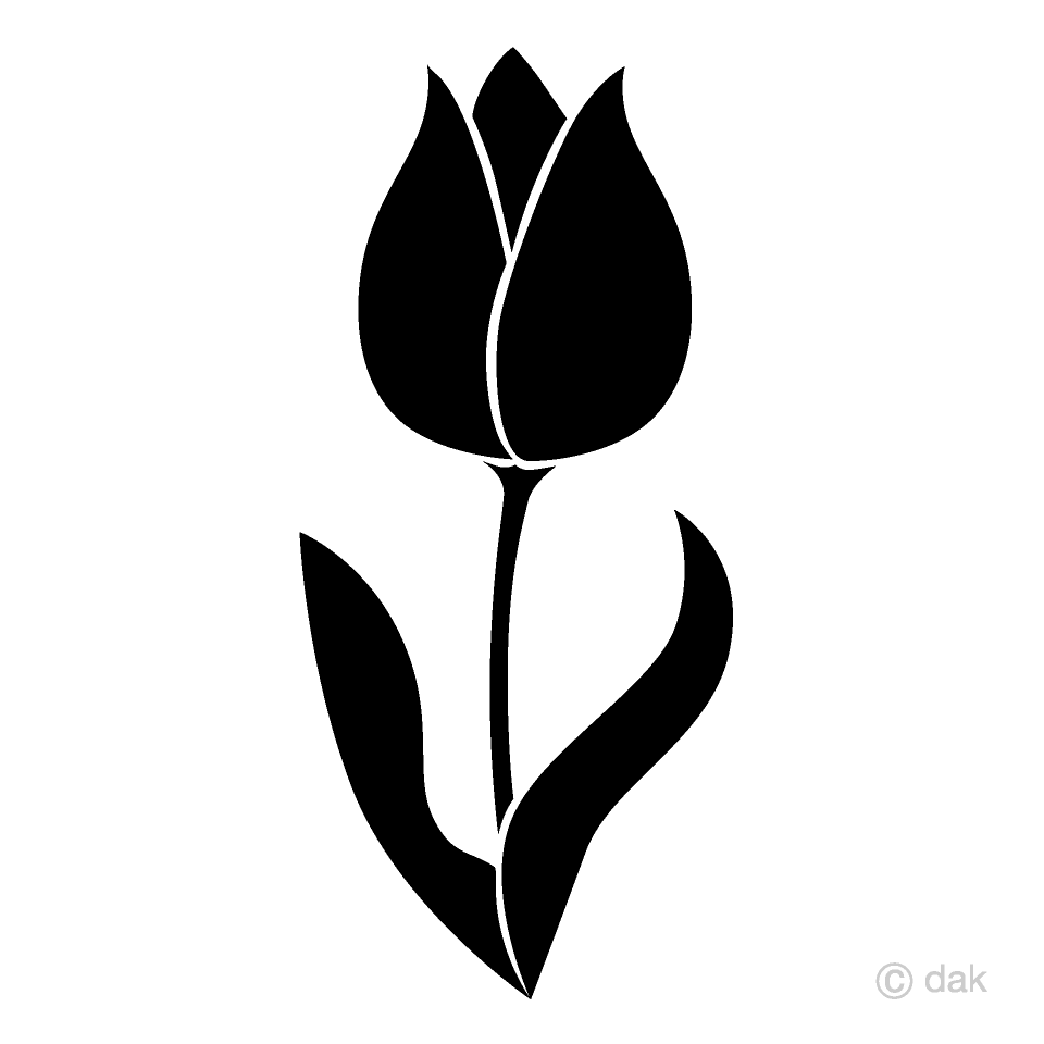 tulip clipart black and white