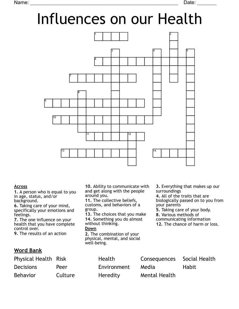 crossword clue influenced