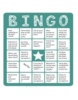 how to play self esteem bingo