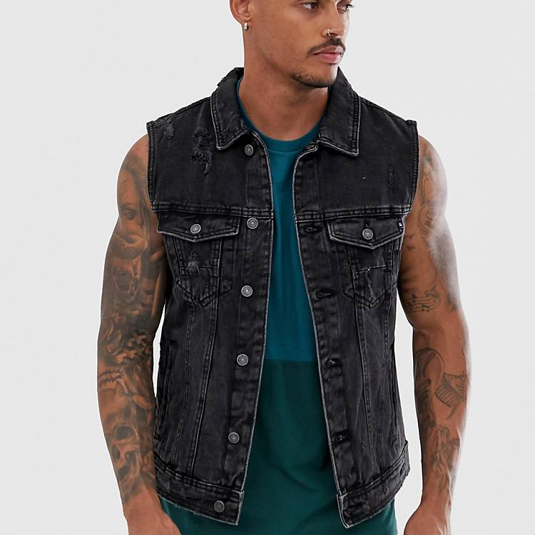 no sleeve jean jacket