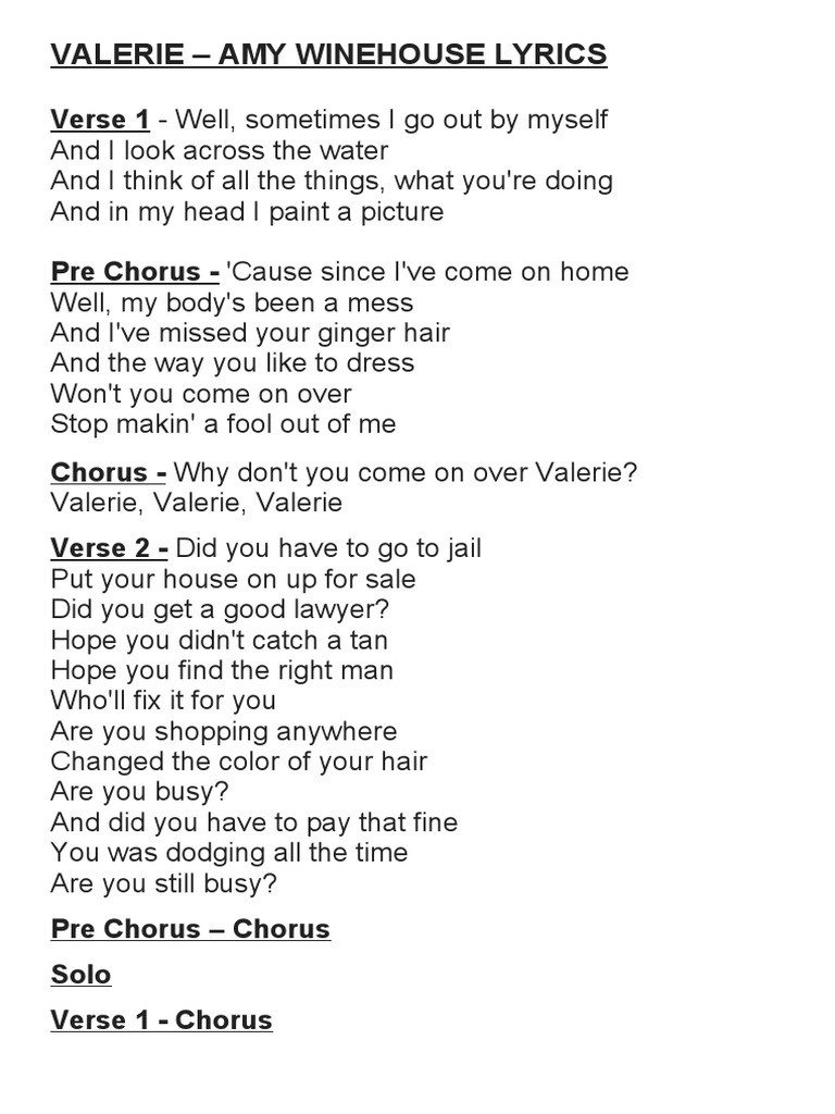 valerie lyrics