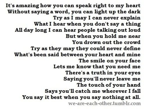 letra when you say nothing at all