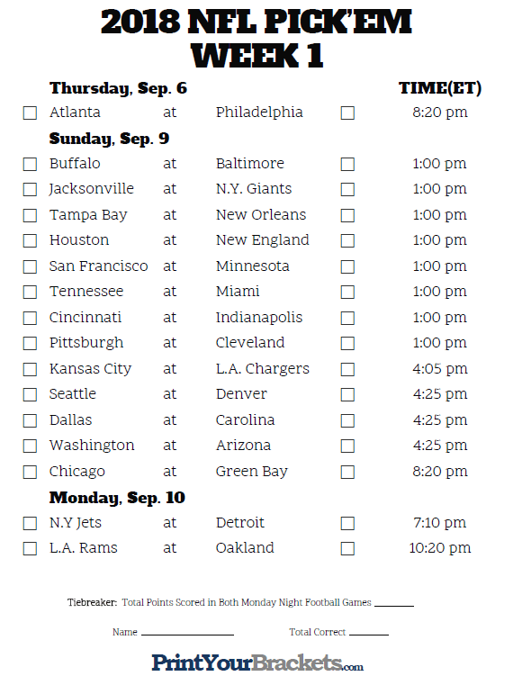 week 1 football picks