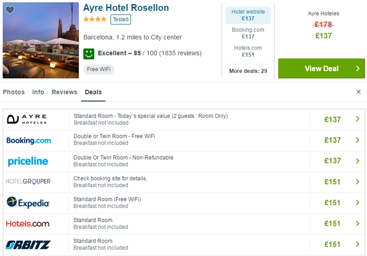 trivago hotel booking