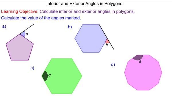 interior and exterior angles of polygons worksheet