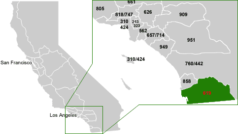 telephone area code 619