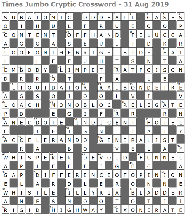 offhand crossword clue