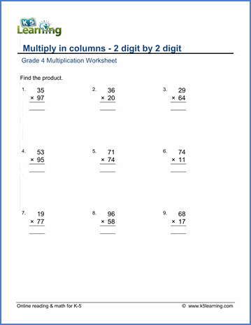 2 digit multiplication worksheets