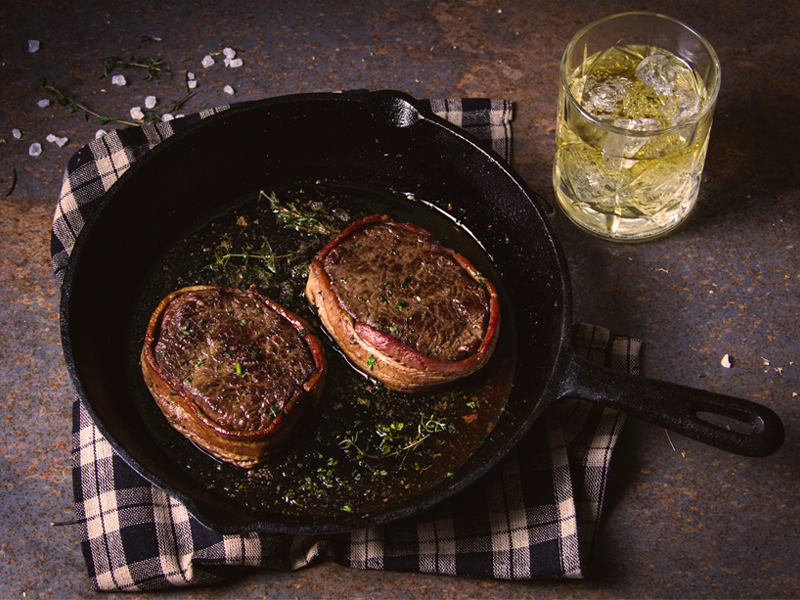 filete mignon envuelto en tocino