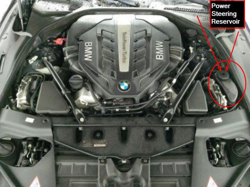 2011 bmw x3 power steering fluid location