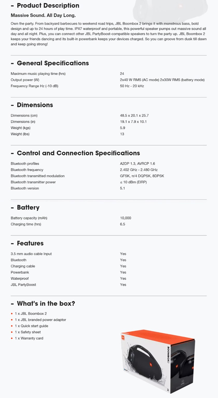 jbl boombox dimensions