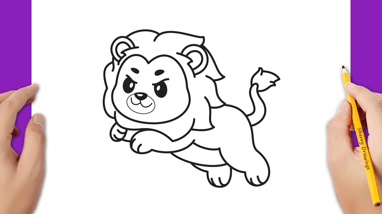 how to draw a cute lion