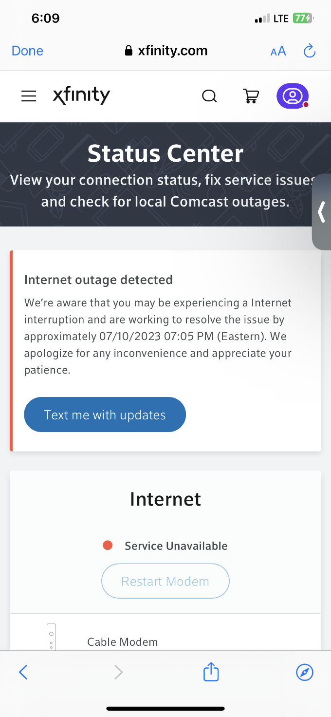 comcast outage