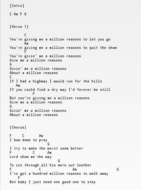 million little reasons chords